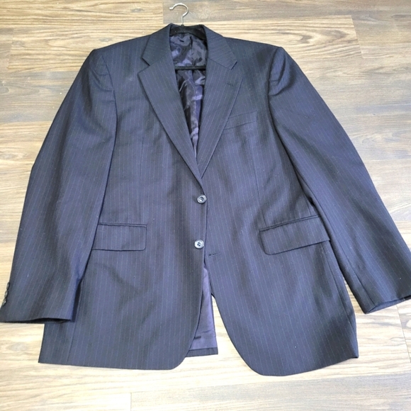 Alexandre London Savile Row 2 Button Blazer Jacket Wool Blue Striped sz 43 - Picture 1 of 7